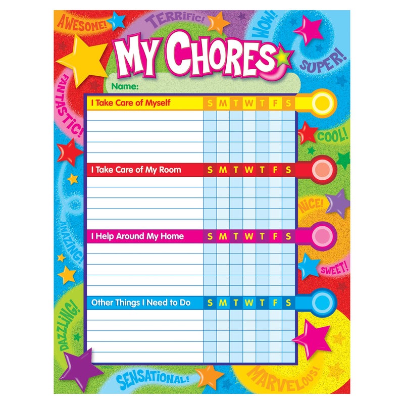 Trend Praise Words 'n Stars Success Charts (25 Sheets) by TREND Enterprises, Inc. - Help Your Child Establish Good Habits for Home and Study - Image 1